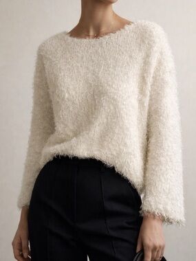 MANSUR GAVRIEL Silk sweater women’s large eyelash Frayed knit made in Italy